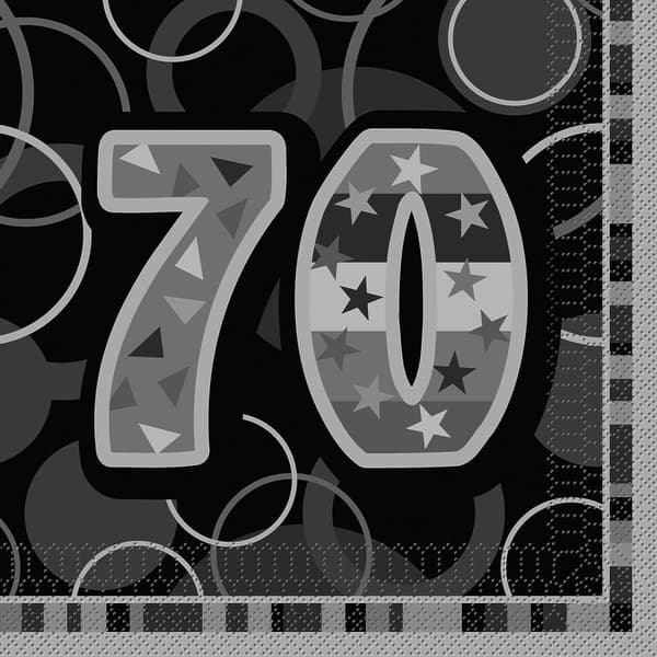 Unique Party Paper Glitz 70th Napkins (Pack of 16) Black/Grey One Size