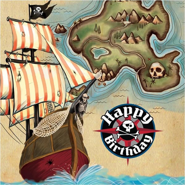 Creative Party Pirate´s Map Happy Birthday Napkins (Pack of 16)