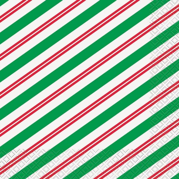 Unique Party Candy Swirls Disposable Napkins (Pack of 16) Peppermint/Red/White One Size