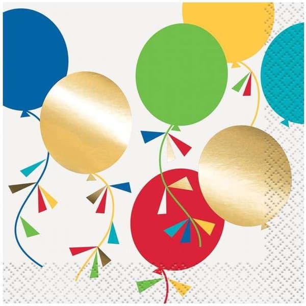 Unique Party Balloons Cocktail Napkins (Pack of 16) Multicoloured One Size