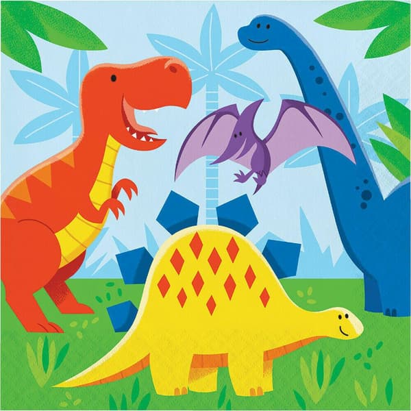 Creative Party Servetter med dinosaurier (16-pack) Multicoloured One Size