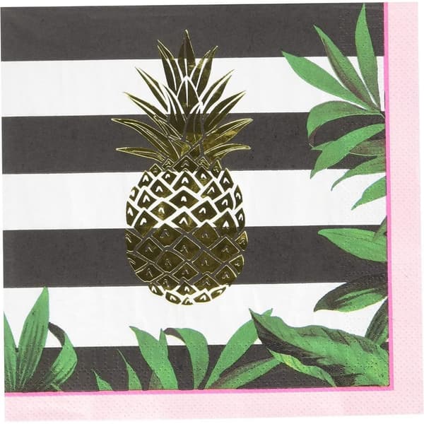 Creative Party Paper Pineapple Lunch Napkins (Pack of 16) White/Black/Gold One Size