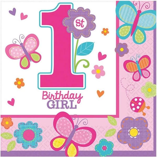 Amscan 1st Birthday Disposable Napkins (Pack of 16) Multicoloured One Size