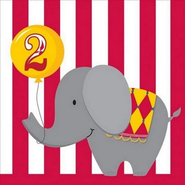 Creative Party Circus Time 2nd Birthday Napkins (Pack of 16) White/Red/Grey One Size