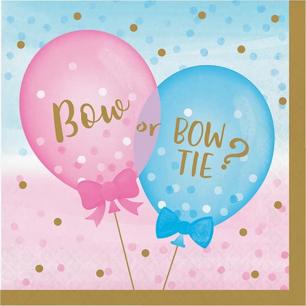 Creative Party Gender Reveal Napkins (Pack of 16) Blue/Pink/Golden Brown One Size
