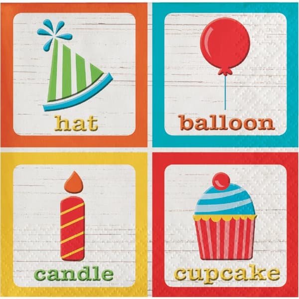Creative Party ABC Birthday Napkins (Pack of 16) Multicoloured One Size