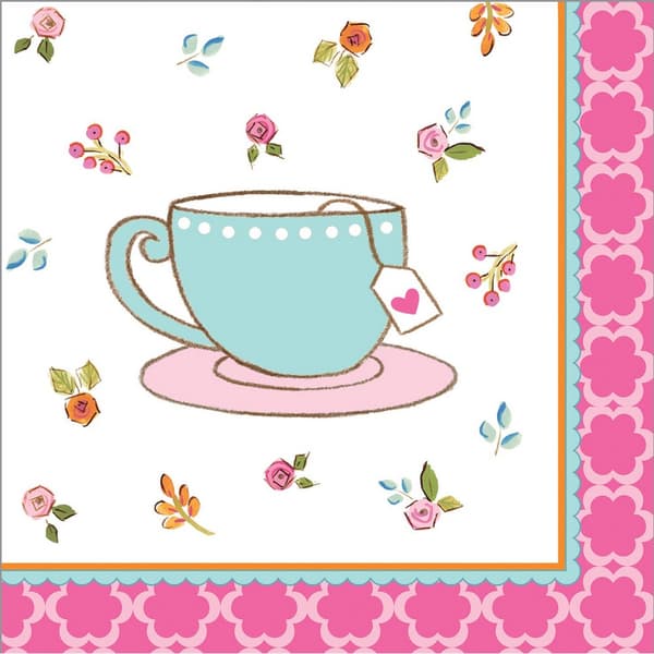 Creative Party Tea Party Napkins (Pack of 16) White/Pink/Blue One Size