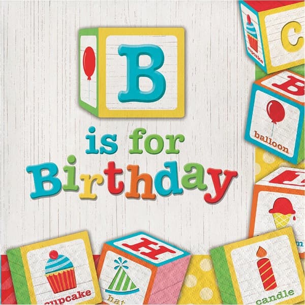 Creative Converting ABC Paper Building Block 1st Birthday Napkins (Pack of 16) Multicoloured One Size