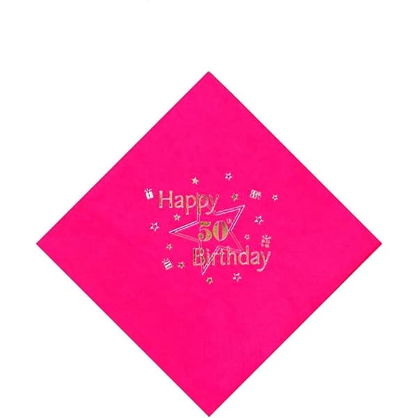Celebration Station 3 Ply 50th Birthday Napkins (Pack of 15) Fuchsia One Size