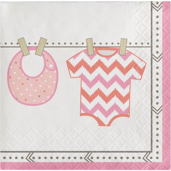 Creative Party Bundle Of Joy Paper Baby Shower Napkins (Pack of 16) Pink/White One Size