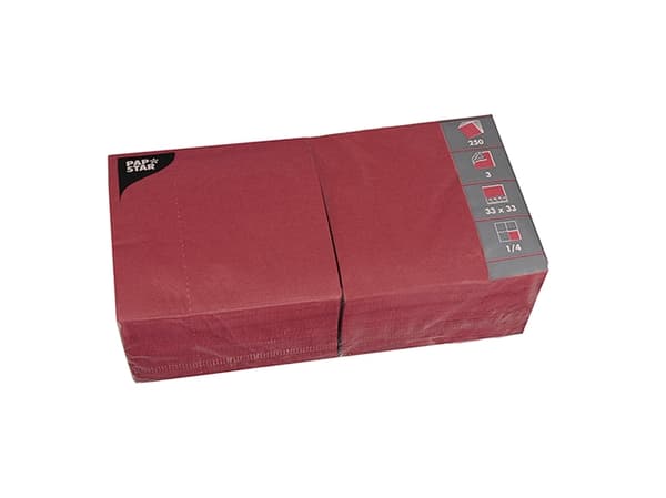 PAPSTAR - Serviett - Størrelse 33 x 33 cm - avhendbar - bordeaux (en pakke 250)