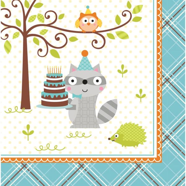 Creative Party Happi Woodland Paper Napkins (Pack of 16) Multicoloured One Size