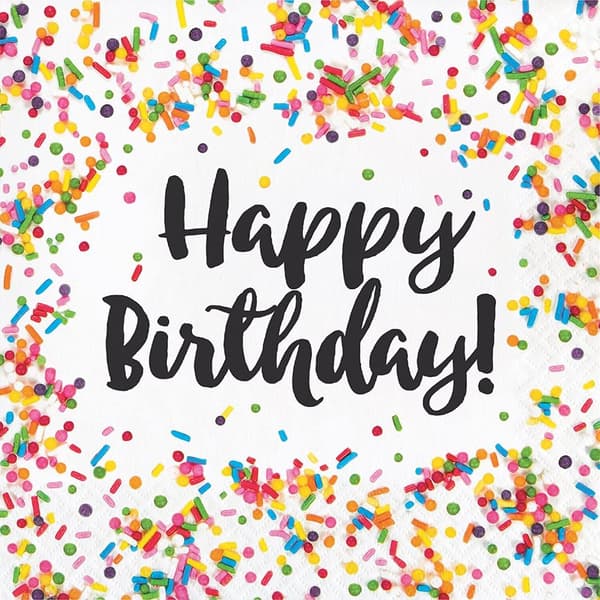 Creative Party Paper Sprinkle Birthday Disposable Napkins (Pack of 16) Multicoloured One Size