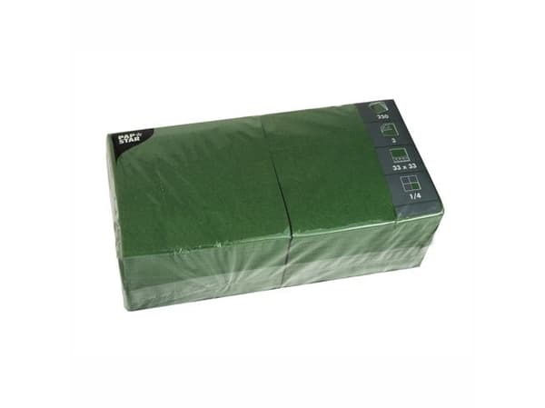 PAPSTAR - Servett - Storlek 33 x 33 cm - engångsvara - mörkgrön (paket om 250)