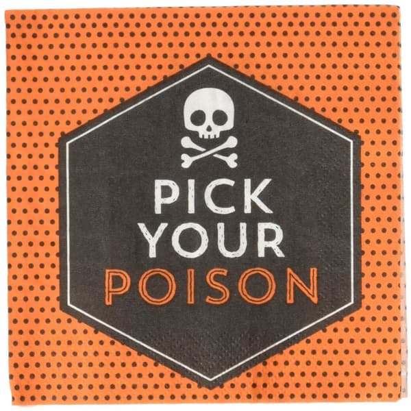 Creative Party Pick Your Poison Paper Halloween Napkins (Pack of 16) Orange/Black/White One Size