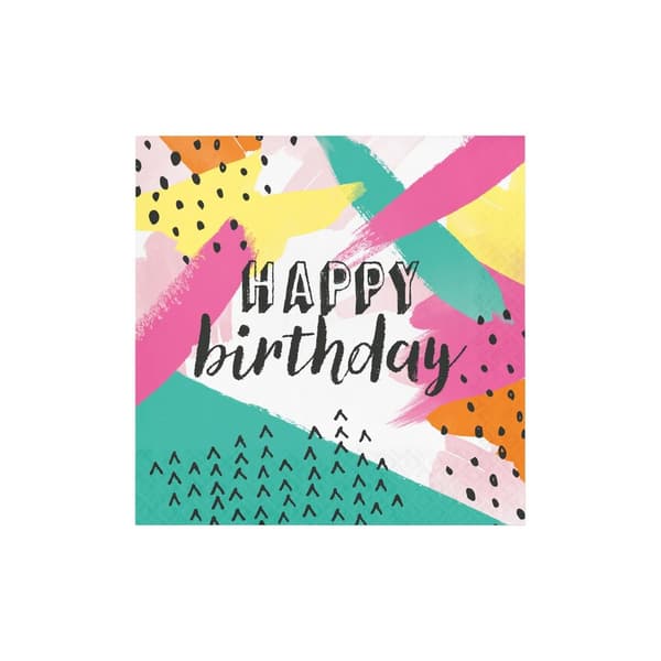 Creative Party 2 Ply Cupcake Happy Birthday Napkins (Pack of 16) Multicoloured One Size