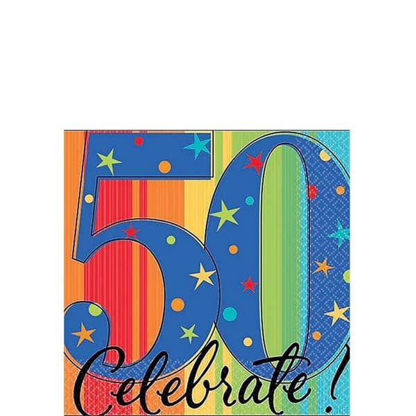 Amscan A Year To Celebrate 50th Birthday Disposable Napkins (Pack of 16) Multicoloured One Size