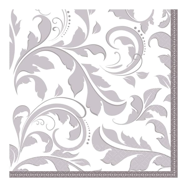 Amscan Anniversary Disposable Napkins (Pack of 16) White/Silver One Size