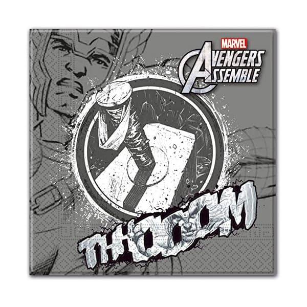 Avengers Assemble Paper Thor Disposable Napkins (Pack of 20) Grey One Size