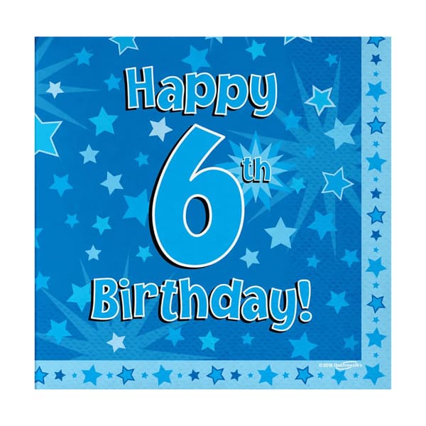 Oaktree 6th Birthday Napkins (Pack of 16) Blue One Size