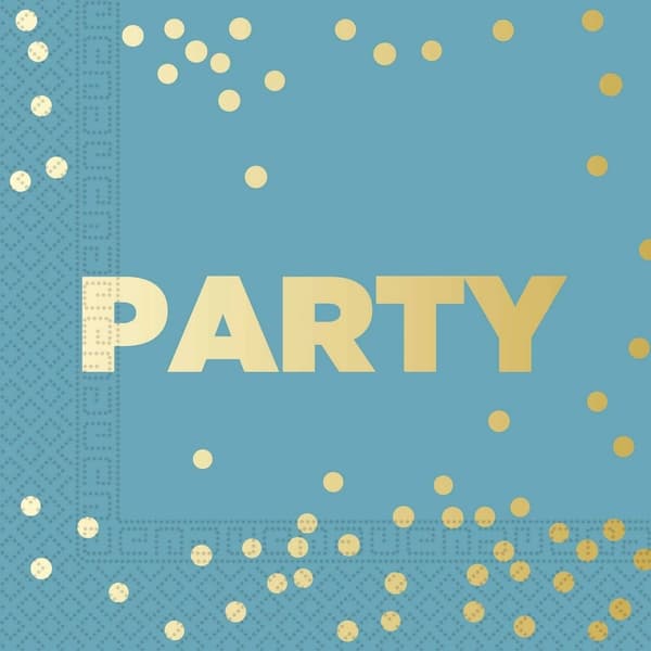 Procos Party Gold Foil Napkins (Pack of 16) Blue/Gold One Size