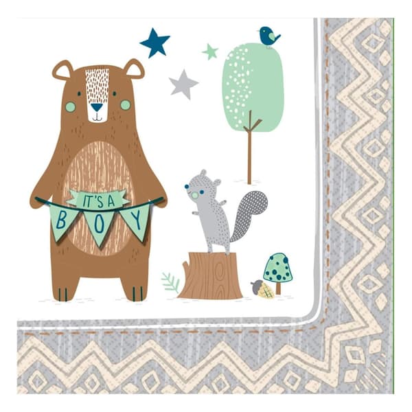 Amscan Bear ly Wait Baby Boy Disposable Napkins (Pack of 12) Multicoloured One Size
