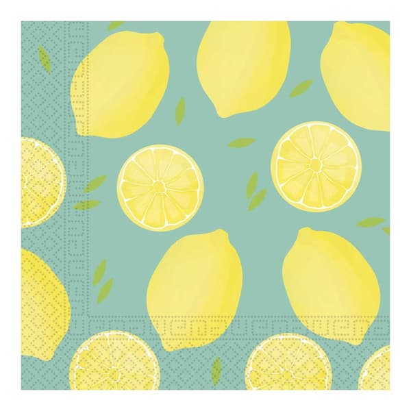 Procos Lemon Party Napkins (Pack of 20) Green/Yellow One Size