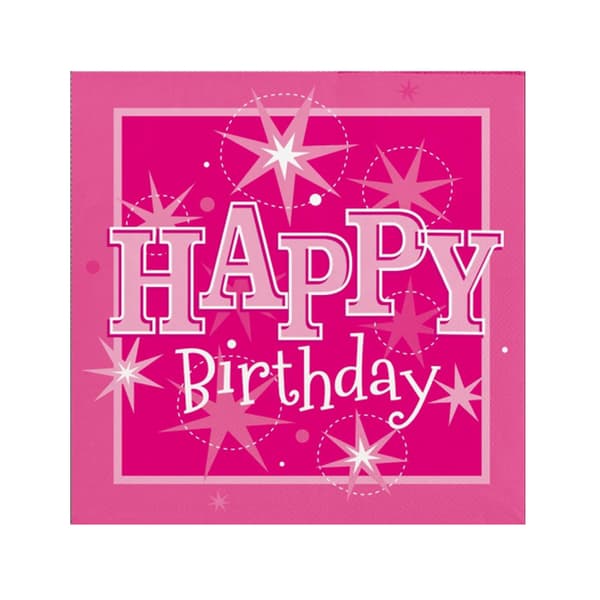 Pioneer Europe Happy Birthday engångsservetter (20-pack) Pink One Size