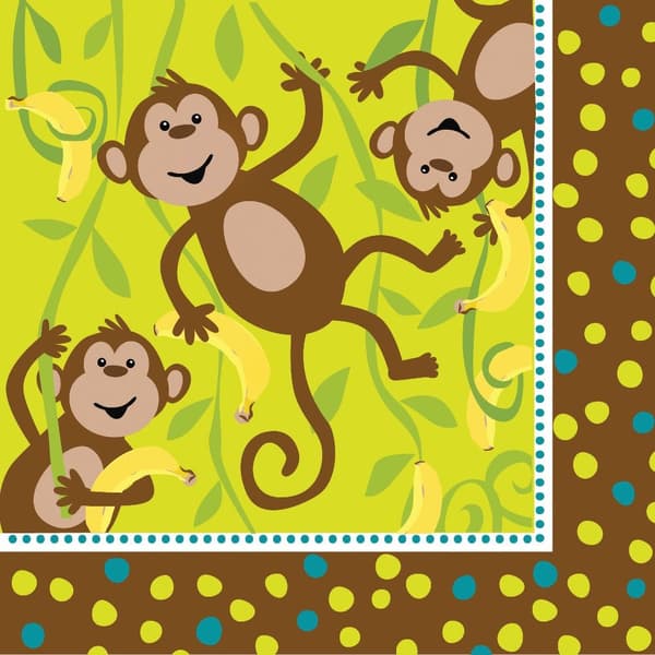 Creative Party Monkey Disposable Napkins (Pack of 16)