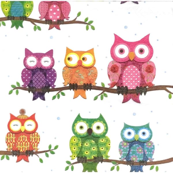 3 Ply Owl Napkins (Pack of 20) Multicoloured One Size