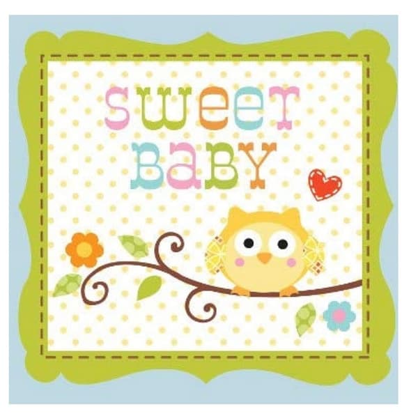 Creative Party Sweet Baby Paper Disposable Napkins (Pack of 16) Multicoloured One Size