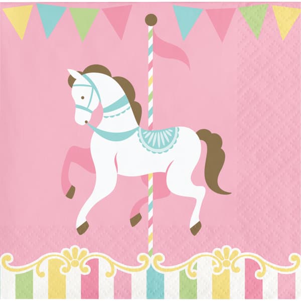 Creative Party Carousel Napkins (Pack of 16) Pink/Multicoloured One Size