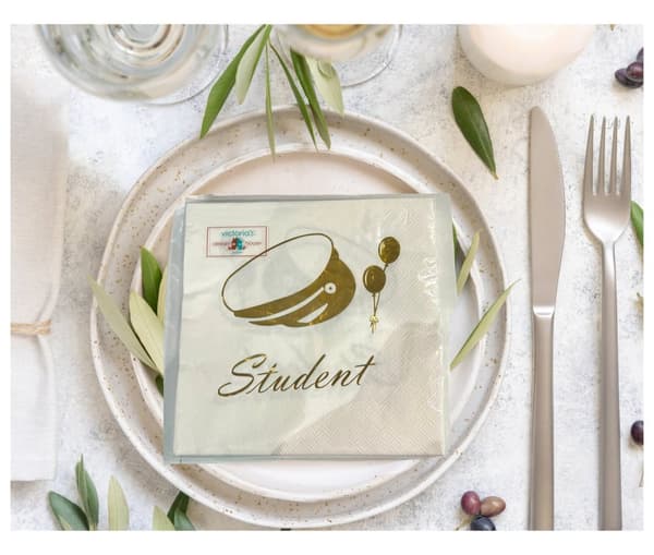 Servetter Student Vit Guld 20-pack