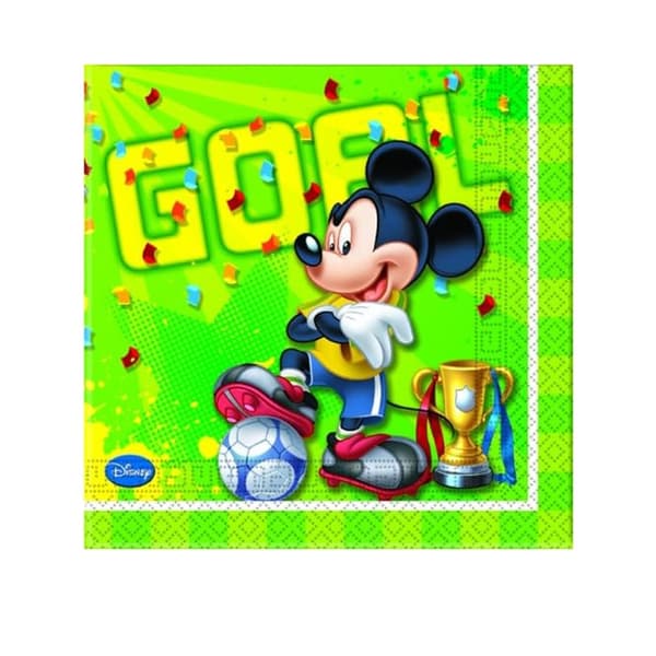 Disney Paper Football Mickey Mouse Napkins (Pack of 20) Green/Yellow One Size