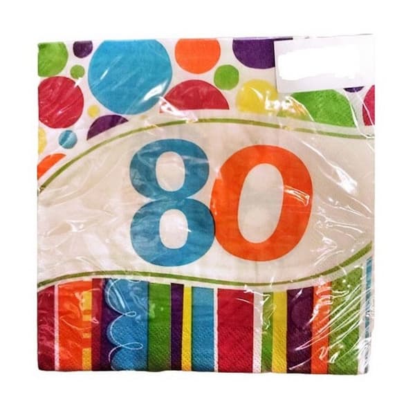 Creative Party Bright And Bold 80th Napkins (Pack of 18) Multicoloured One Size