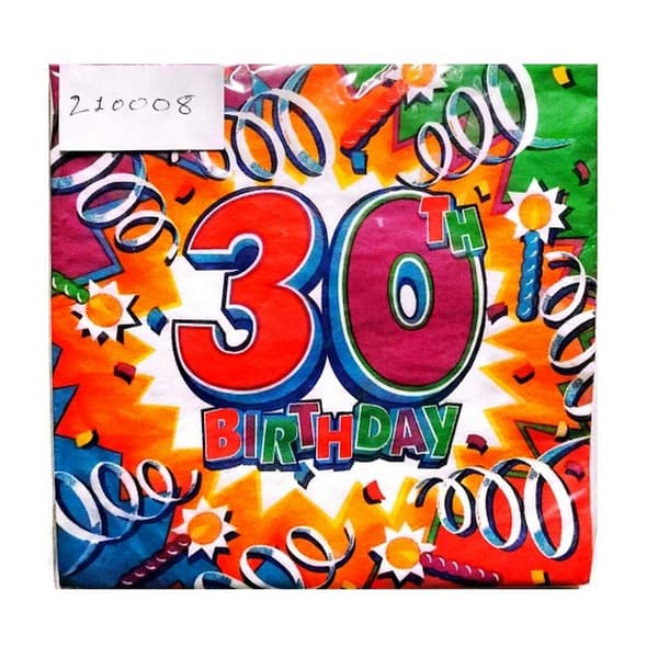 Amscan Confetti 30th Birthday Napkins (Pack of 16) Multicoloured One Size
