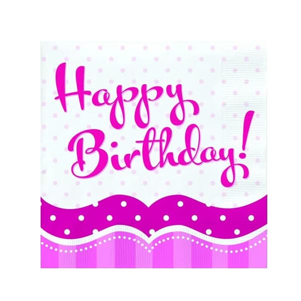 Creative Party Perfectly Happy Birthday Napkins (Pack of 16) Pink/White One Size