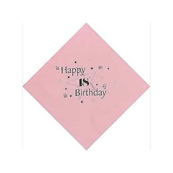Happy 18th Birthday Disposable Napkins (Pack of 16) Pink One Size