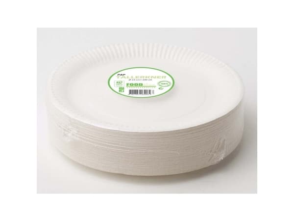 Tallrik i kartong Ø23cm vit 100 st/pack