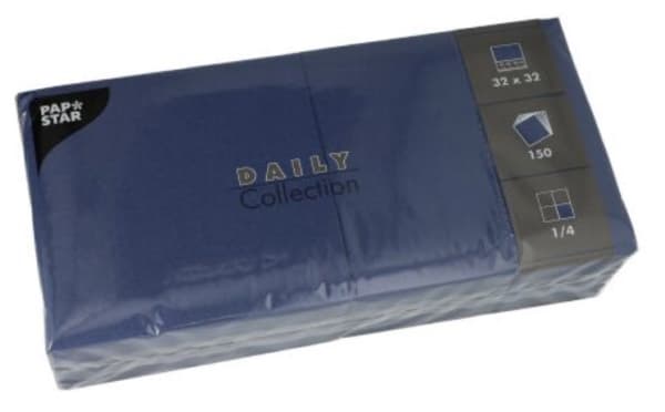 Papstar 89642, Blå, Textil, Torg, 320 mm, 320 mm, 150 styck