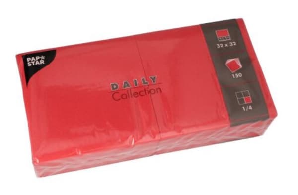 Papstar 89640, Rød, Tekstil, firkant, 320 mm, 320 mm, 150 stykker