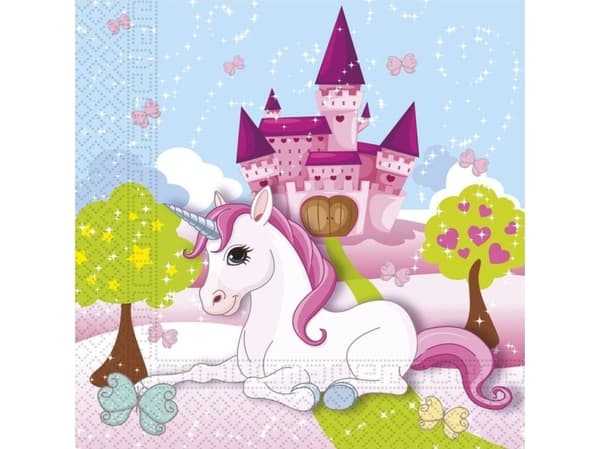 Procos 85673 Partygeschirr Einhorn, Servietten, One Size, Multifärg, papper, Bild, 330 mm, 33 cm, 20 styck