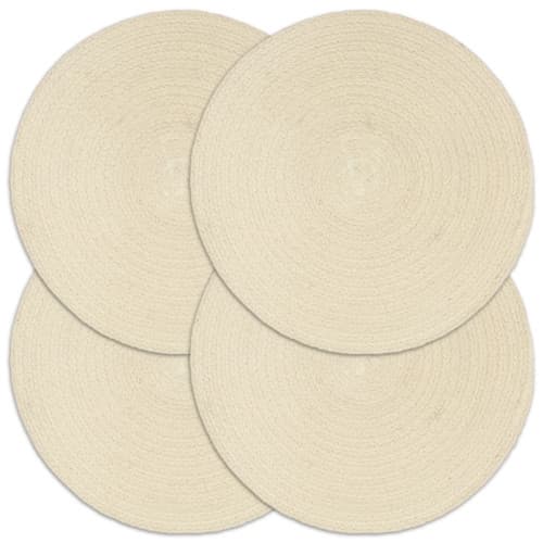 Bordstabletter 4 st naturlig 38 cm rund bomull