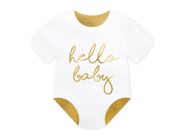 Unilautasliinat - Hello Baby, valkoinen, 16x16cm (1 pkt / 12 pkt) (1 pkt / 20 kpl)