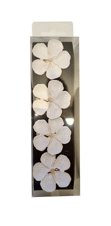 Servettringar Blomma Metall Vita 4-pack