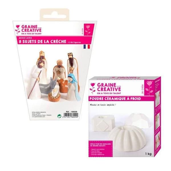 8 st Santons latexformar - Julspjälsäng + Kallkeramik 1 kg