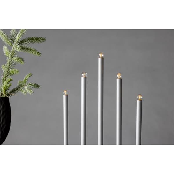 Björnfjället adventsstake elektrisk 5 lys sølvfarget.