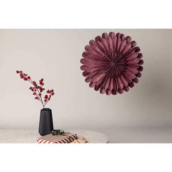 Järvsön julestjerne med lys papir Ø60 cm pendel mørkerød.