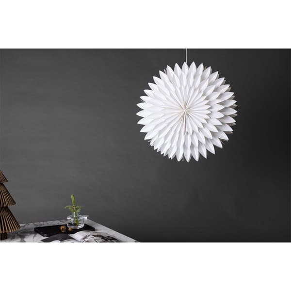 Storlien julestjerne med lys papir Ø60 cm pendel hvit.