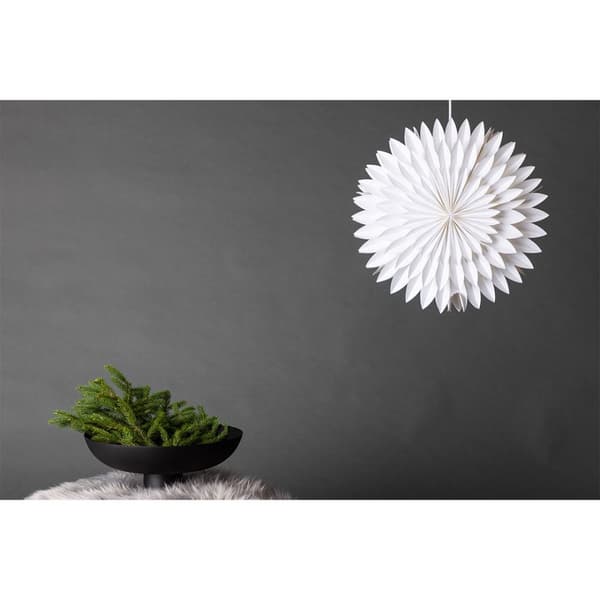 Storlien julestjerne med lys papir Ø46 cm pendel hvit.
